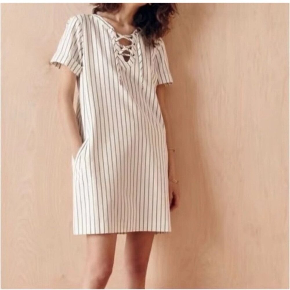 Madewell Harbor Lace-Up Shift Dress, F2186, Size: XXS